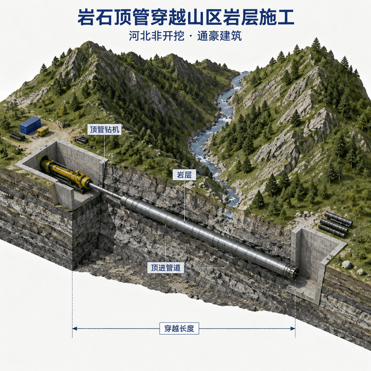 岩石顶管穿越山区岩层施工_河北非开挖_通豪建筑